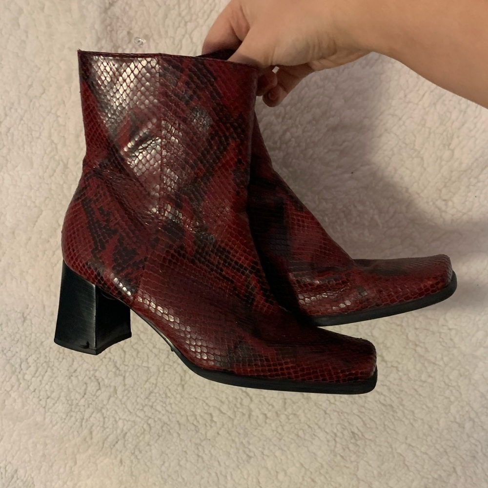 snakeskin ankle boots